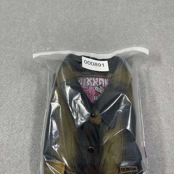 DIXXON Shirt Womens Small Black Gold Oil The Panhandle Plaid Snap Buttons - Picture 12 of 12